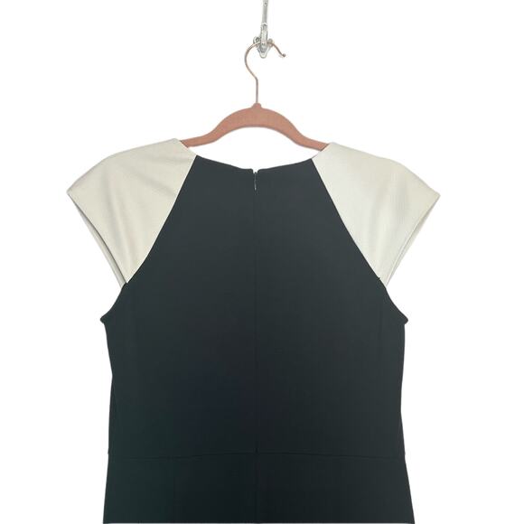 DKNY B & W Color Block Sleeveless Faux Leather Cap Sleeve Over Knee Dress Size 6 - Picture 5 of 10